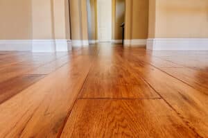 Close-up on hardwood flooring.