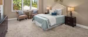 Bedroom in luxury home with brand new carpets