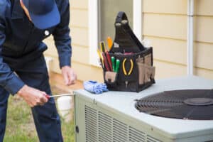 Man working on a HVAC system