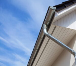 Rain gutter on a house