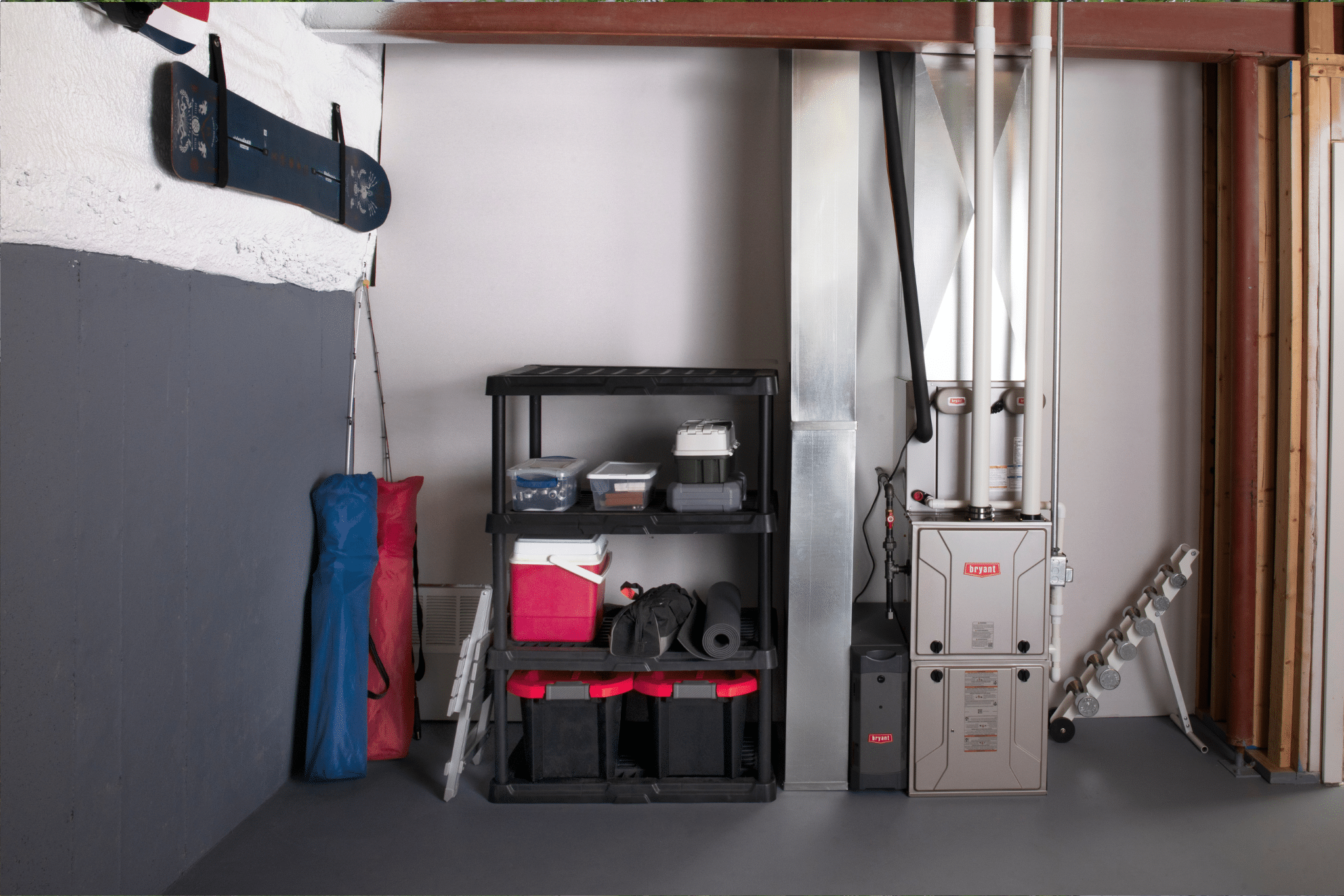 Bryant furnace in a clean tidy basement